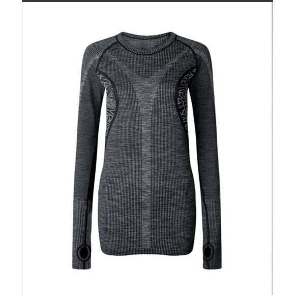Lululemon Rest Less Pullover Gray Heathered Black Seamless Long Sleeve M/L - Picture 14 of 15
